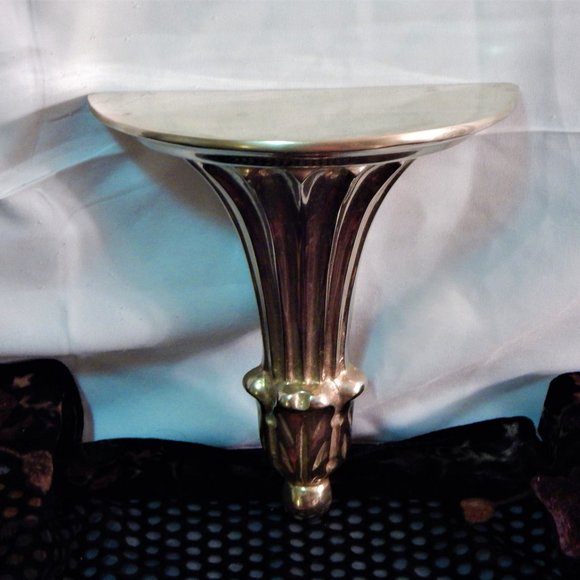 Antique 19th-Century Solid Brass Wallmount Table/Display Shelf, C. 1880's - Picture 4 of 9